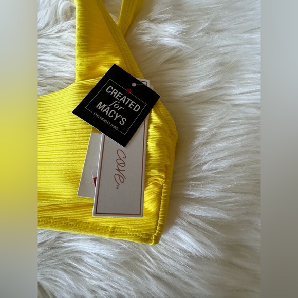 Salt + Cove Ribbed Bralette Long Line Bikini Swim Top Yellow NEW Medium - Picture 2 of 9